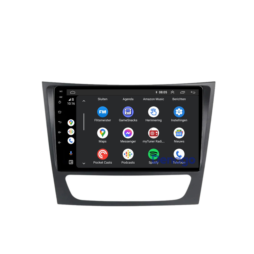 Radio de coche CarPlay adecuada para Mercedes Clase E W211, CLS W219 y Clase G W463 | 2002 a 2010 | Androide 13 | Apple CarPlay inalámbrico y Android Auto | 2GB + 32GB | Procesador de cuatro núcleos | Denago DNG-A188 | Modelo 2025 | Bluetooth y Wi-Fi