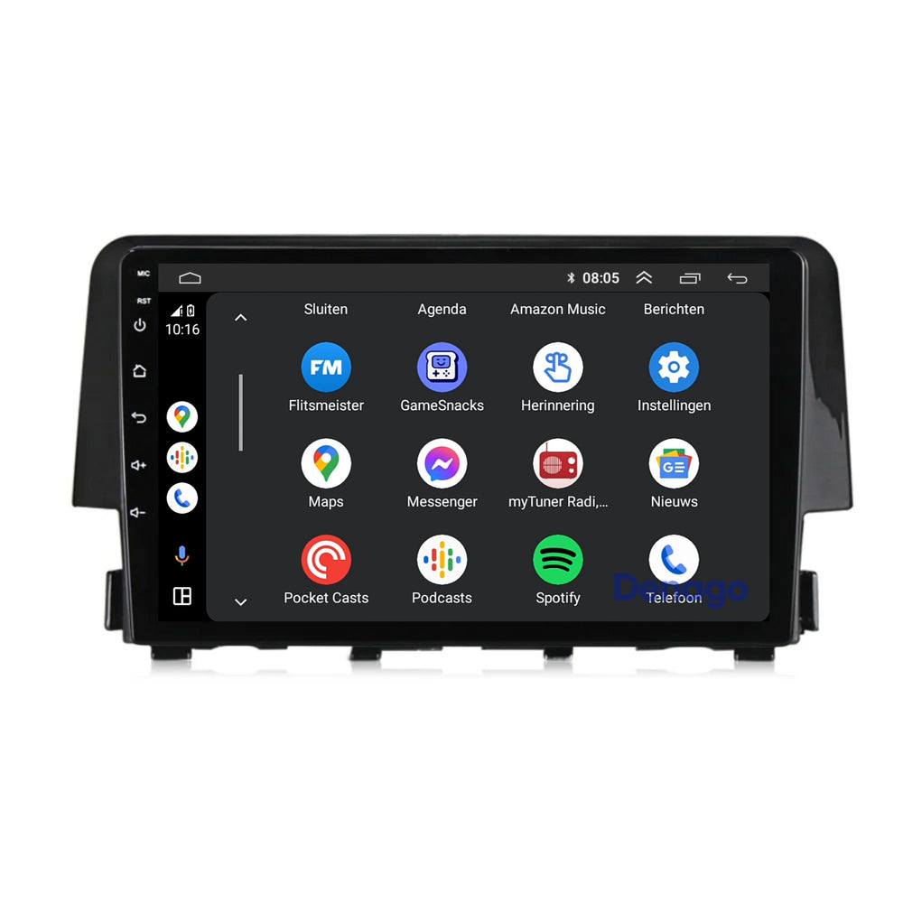 Radio para coche Honda Civic CarPlay | 2016 a 2021 | Denago DNG-A114 | 9 pulgadas | Androide 13 | CarPlay inalámbrico y Android Auto