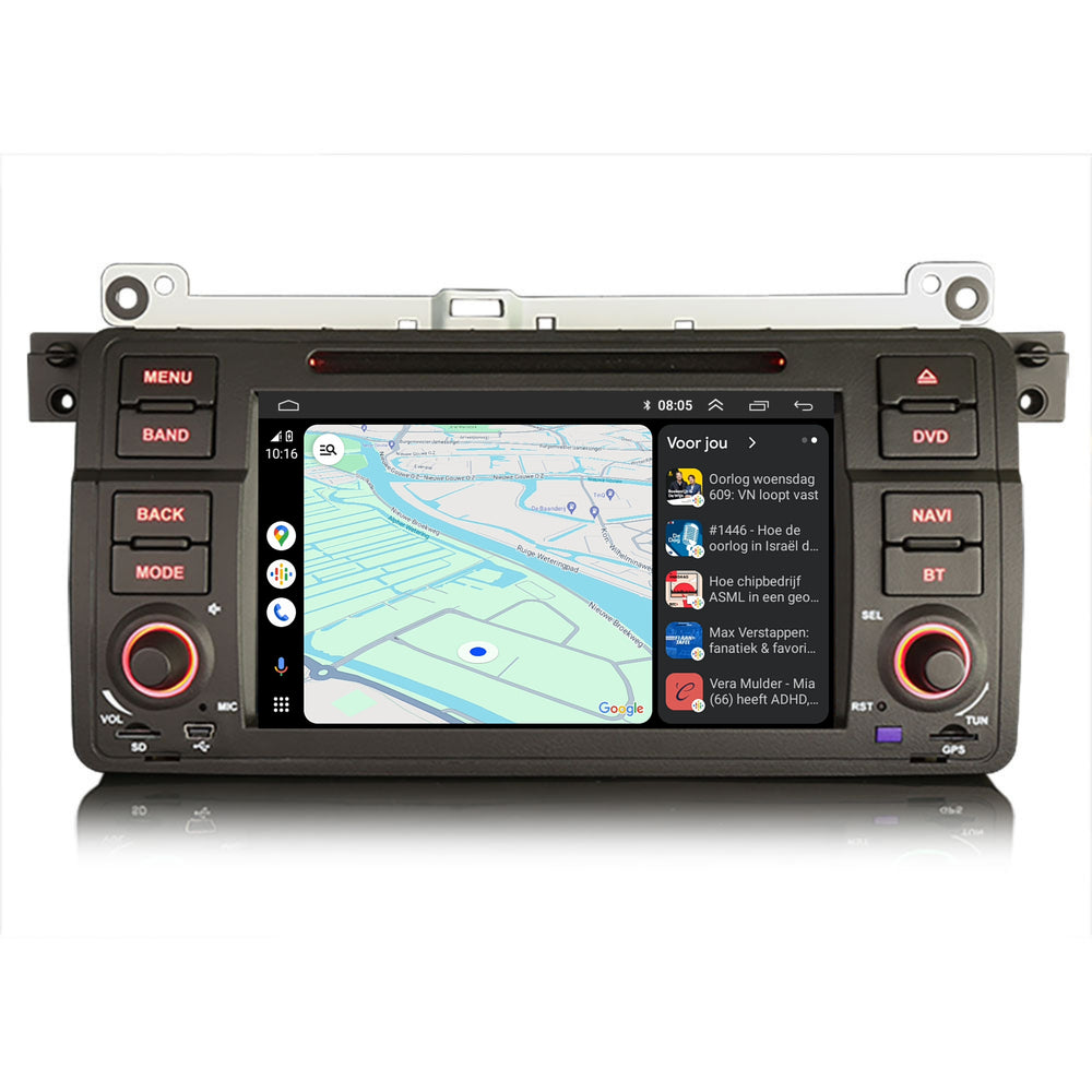 BMW 3-serie E46 Autoradio | 2005 t/m 2013 | Carplay | 4+64GB | Android 13 | DVD/CD speler