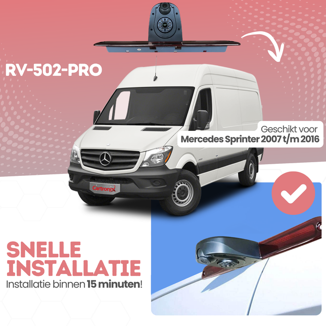 Mercedes Sprinter Derde Remlicht Achteruitrijcamera | 2007 t/m 2016 | Nachtzicht | HD Beeld