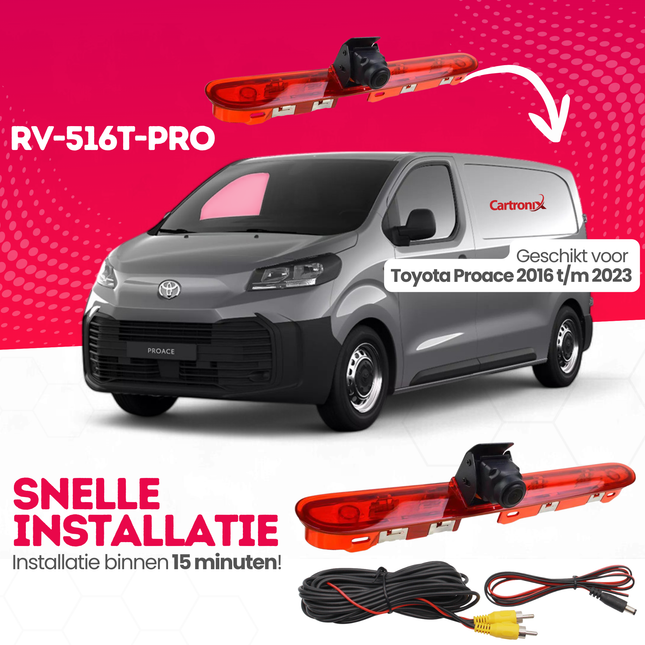 Toyota Proace Derde Remlicht Achteruitrijcamera | 2016 t/m 2023 | Nachtzicht | HD Beeld