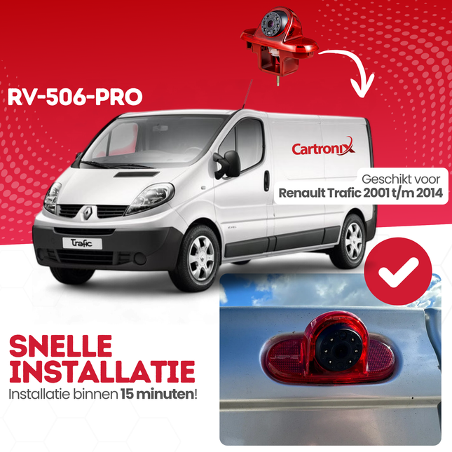 Renault Trafic Derde Remlicht Achteruitrijcamera | 2001 t/m 2014 | Nachtzicht | HD Beeld