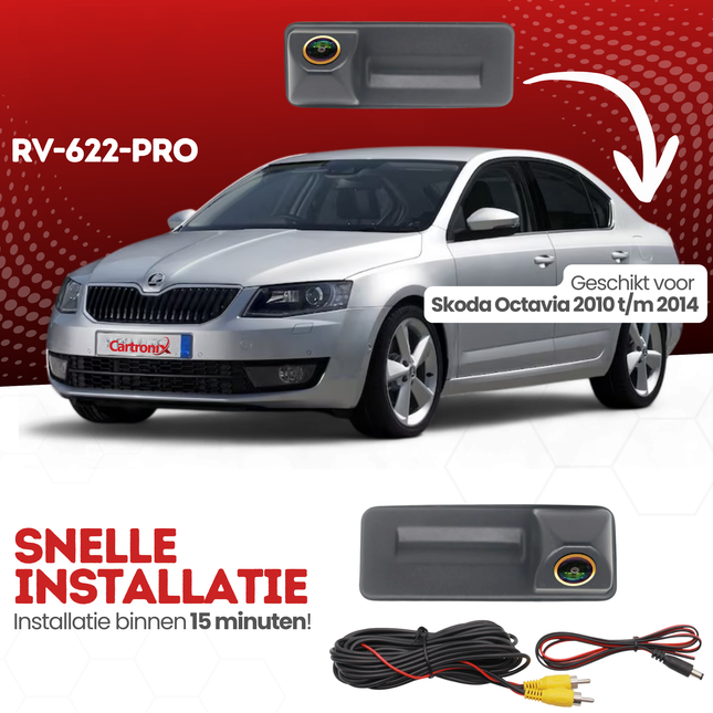 Skoda Octavia Achteruitrijcamera | 2010 t/m 2014 | Nachtzicht & HD Beeld