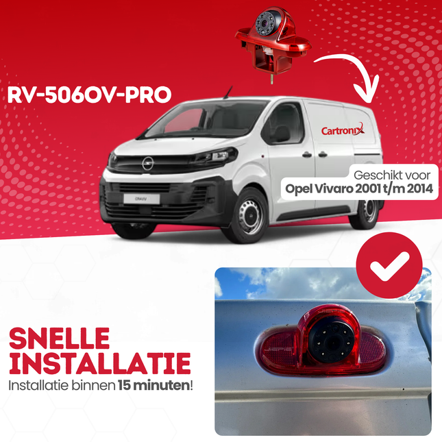 Opel Vivaro Derde Remlicht Achteruitrijcamera | 2001 t/m 2014 | Nachtzicht | HD Beeld