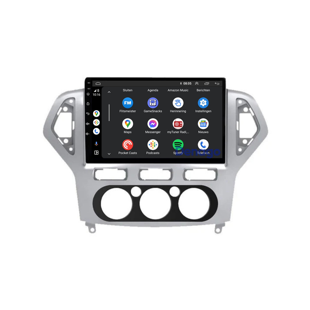 Ford Mondeo CarPlay car radio | 2003 to 2014 | Denago DNG-A204 | 9 inches | Android 13 | Wireless CarPlay & Android Auto | Silver colored frame
