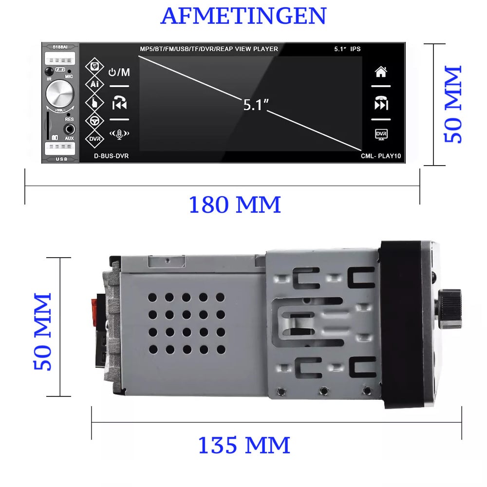 Denago 488S | 1-din car radio with touchscreen screen | Bluetooth