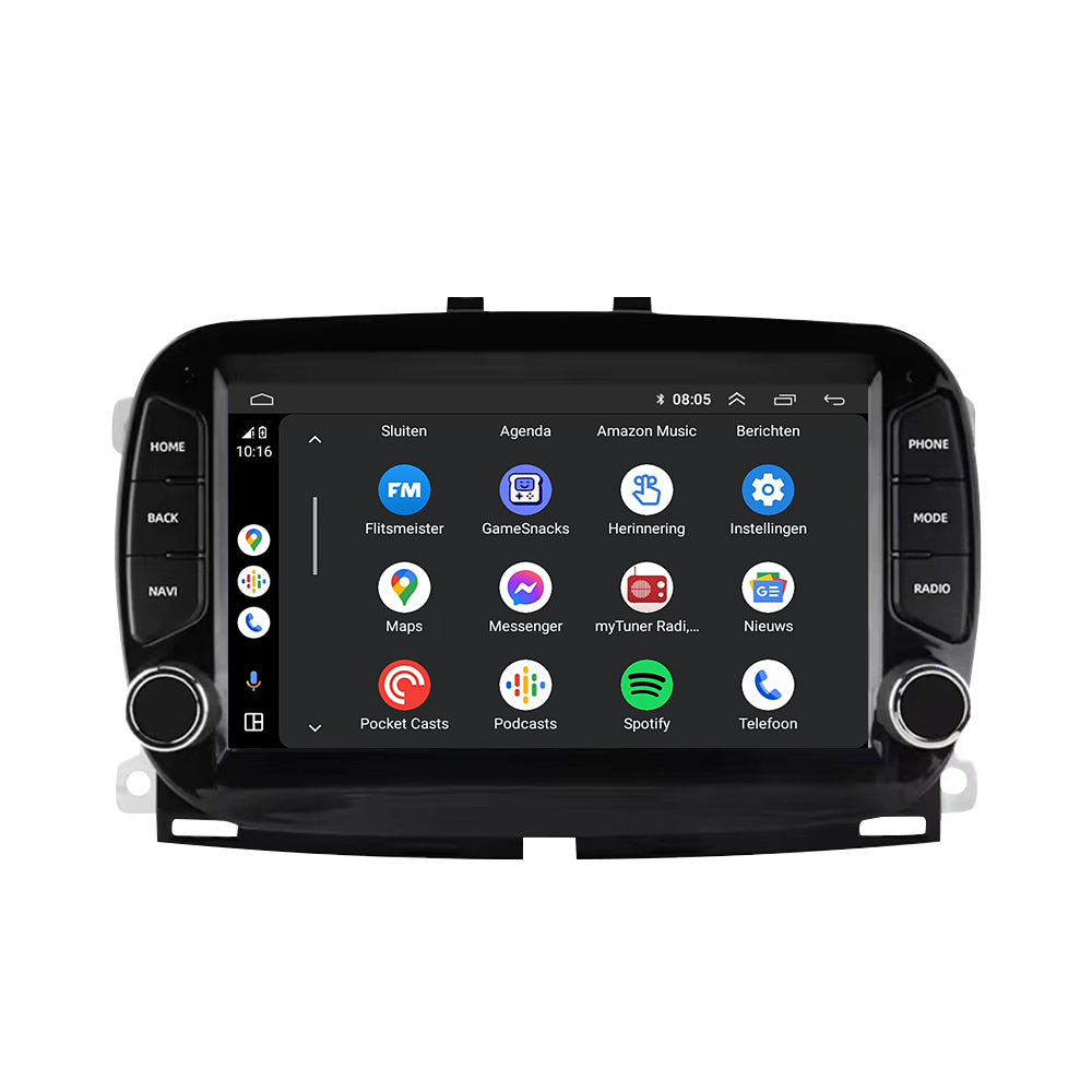 Fiat 500 | Android 13 | Autoradio | 2016 à 2019 | CarPlay & Android Auto | Noir