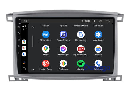 Toyota Land Cruiser 100 CarPlay autoradio | 2005 t/m 2007 | Denago DNG-A310 | 10 inch | Android 13 | Draadloos CarPlay & Android Auto | Grijs frame