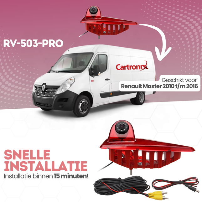 Renault Master Derde Remlicht Achteruitrijcamera | 2010 t/m 2016 | Nachtzicht | HD Beeld