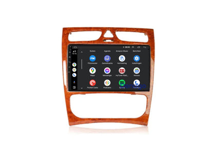 Mercedes C-Klasse W203 CarPlay autoradio | 2000 t/m 2004 | Denago DNG-A203 | 9 inch | Android 13 | Draadloos CarPlay & Android Auto | Houtkleur frame