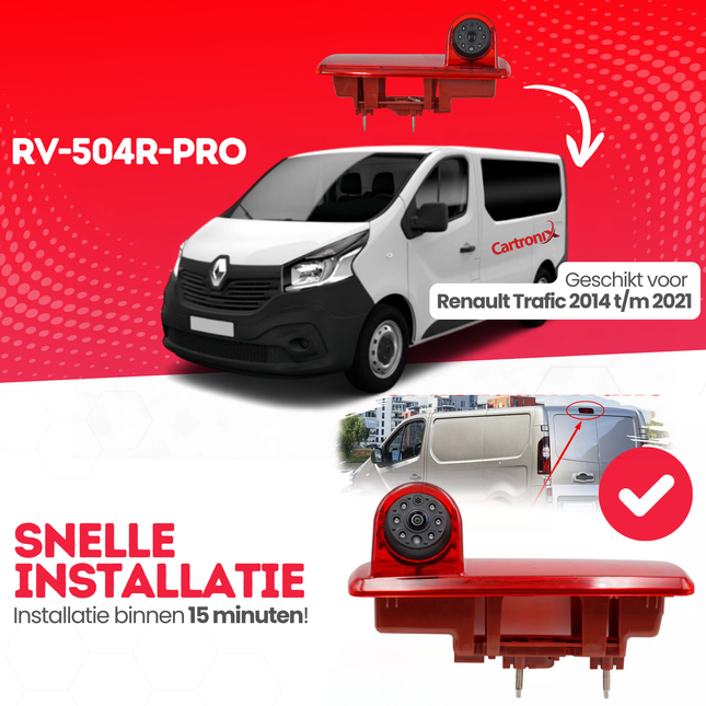 Renault Trafic Derde Remlicht Achteruitrijcamera | 2014 t/m 2021 | Nachtzicht | HD Beeld