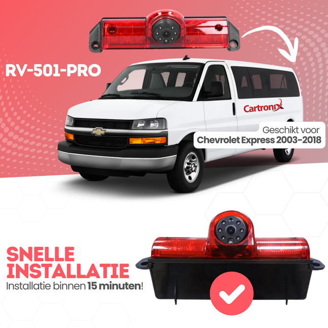Chevrolet Express Derde Remlicht Achteruitrijcamera | 2003 t/m 2018 | Nachtzicht | HD Beeld