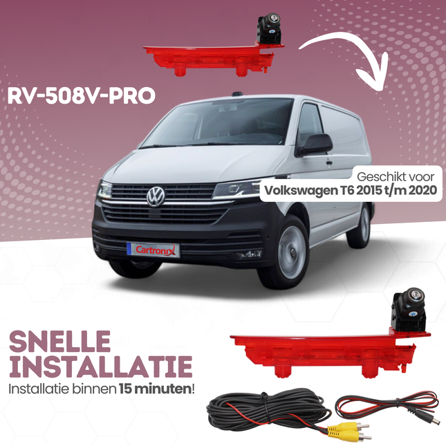 Volkswagen T6 Derde Remlicht Achteruitrijcamera | 2015 t/m 2020 | Nachtzicht | HD Beeld
