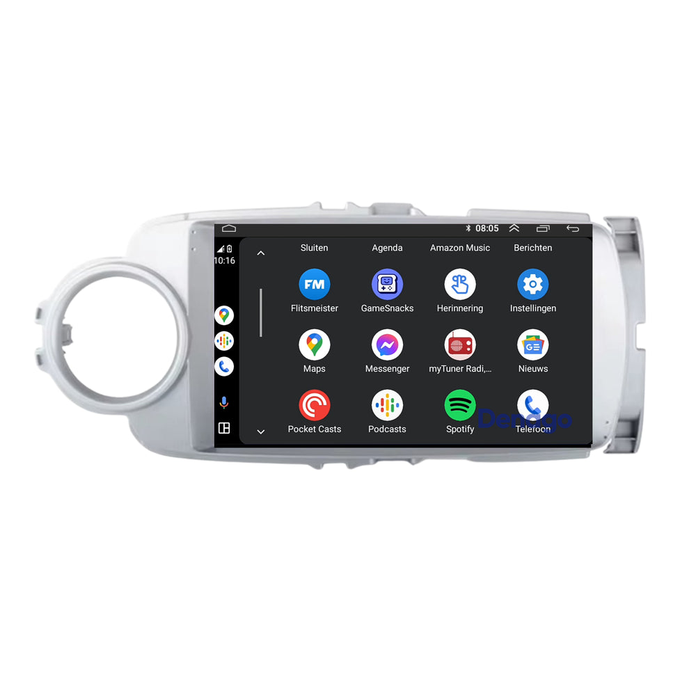 Toyota Yaris CarPlay car radio | 2011 to 2019 | Denago DNG-A286 | 9 inches | Android 13 | Silver | Wireless CarPlay & Android Auto