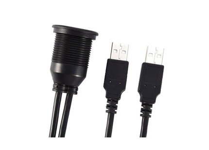 Dual USB 2.0 Doorvoermodule - 1m Data- en Oplaadkabel