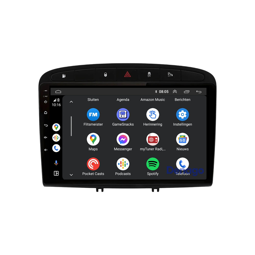 Radio para coche Peugeot 308 y 408 CarPlay | 2007 a 2013 | Denago DNG-A242 | 9 pulgadas | Androide 13 | CarPlay inalámbrico y Android Auto