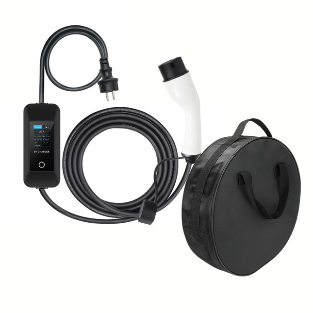EV Laadkabel Type 2 – 3,5kW | 5M | Voor Thuis | CampingDraagbare EV Thuislader Type 2 | 3,5 kW | Waterdicht IP67 | 5m TPU-kabel | 1-fase | Laadstroom instelbaar (8A/10A/13A/16A) | Timerfunctie & Uitgestelde start | Met opbergtas | Reizen
