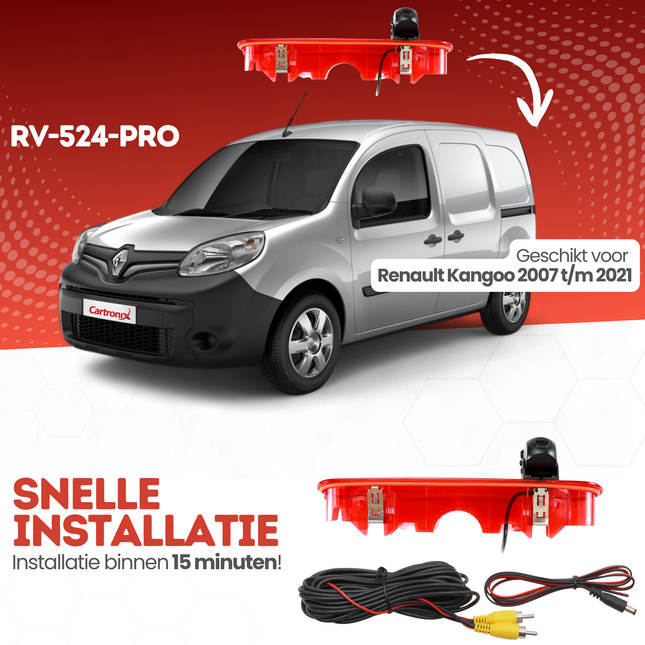 Renault Kangoo Derde Remlicht Achteruitrijcamera | 2007 t/m 2021 | Nachtzicht | HD Beeld