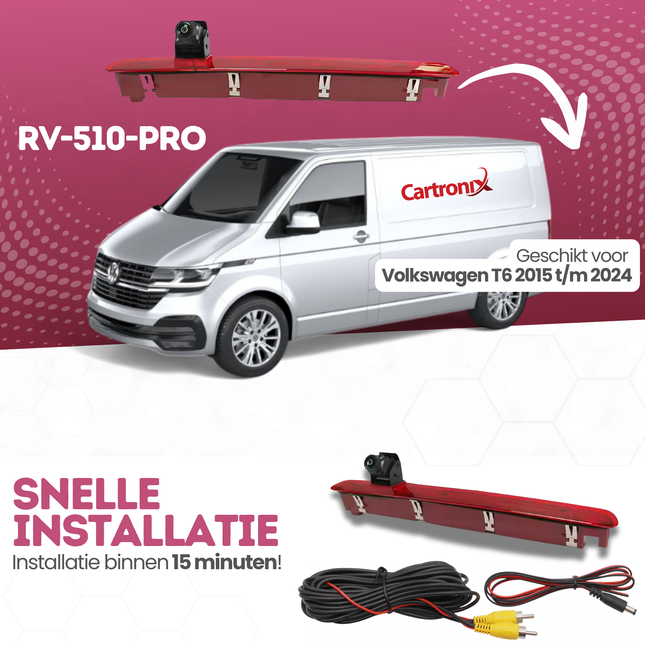 Volkswagen T6 Derde Remlicht Achteruitrijcamera Met achterklep | 2015 t/m 2024 | Nachtzicht | HD Beeld