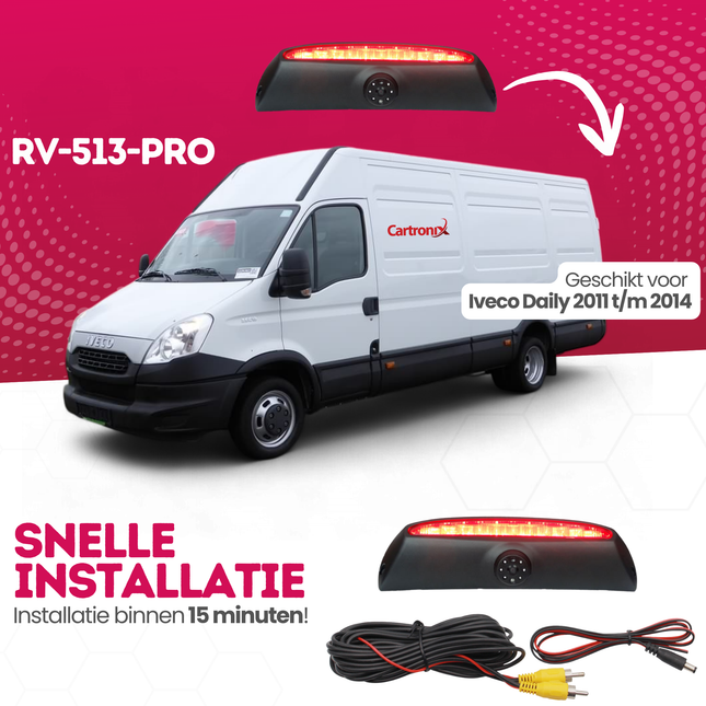Iveco Daily Derde Remlicht Achteruitrijcamera | 2011 t/m 2014 | Nachtzicht | HD Beeld
