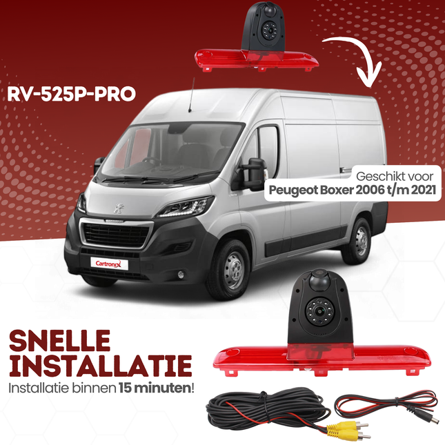 Peugeot Boxer Derde Remlicht met Dubbele Lens en  Achteruitrijcamera | 2006 t/m 2021 | Nachtzicht | HD Beeld