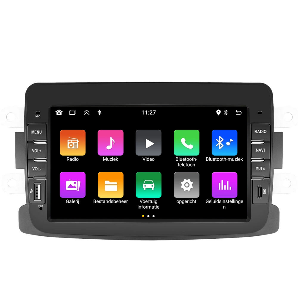 Radio para coche Dacia Android 13 | Compatible con Dacia Duster, Dokker, Logan, Lodgy y Sandero (2012-2020) | Con CarPlay y Android Auto | 2 GB de RAM + 64 GB de almacenamiento | Bluetooth | Wi-Fi | Pantalla táctil