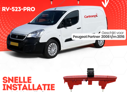 Peugeot Partner Derde Remlicht Achteruitrijcamera | 2008 t/m 2016 | Nachtzicht | HD Beeld