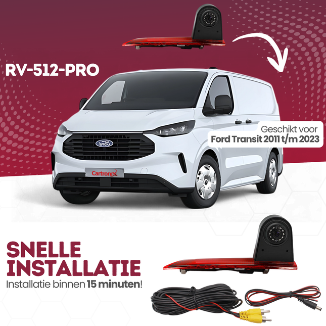 Ford Transit Derde Remlicht Achteruitrijcamera | 2011 t/m 2023 | Nachtzicht | HD Beeld