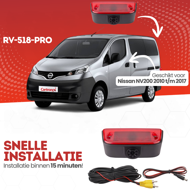 Nissan NV200 Derde Remlicht Achteruitrijcamera | 2010 t/m 2017 | Nachtzicht | HD Beeld