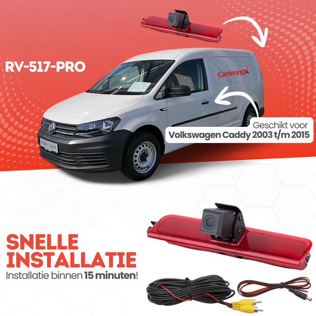 Volkswagen Caddy Derde Remlicht Achteruitrijcamera | 2003 t/m 2015 | Nachtzicht | HD Beeld