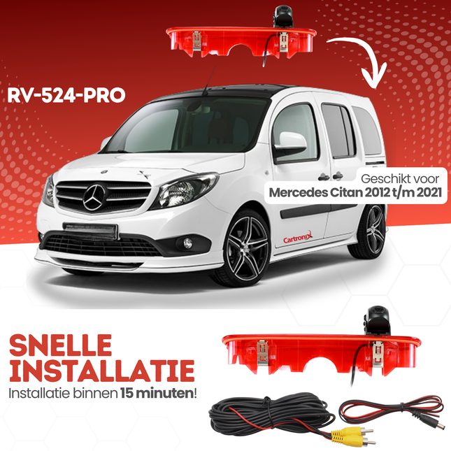 Mercedes Citan Derde Remlicht Achteruitrijcamera | 2012 t/m 2021 | Nachtzicht | HD Beeld