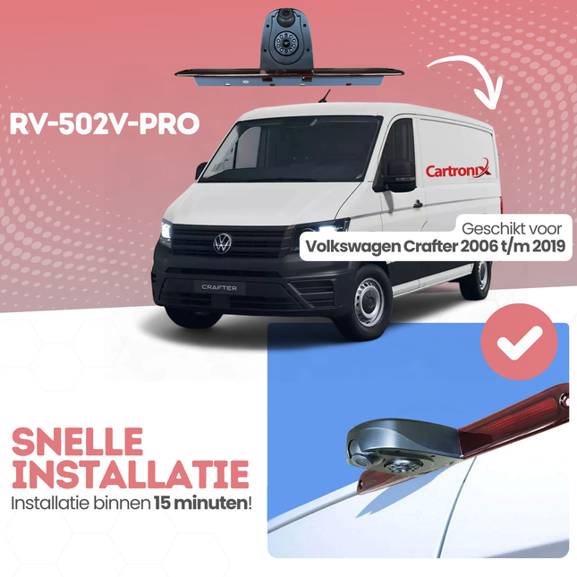 Volkswagen Crafter Derde Remlicht met Dubbele Lens Achteruitrijcamera | 2007 t/m 2016 | Nachtzicht | HD Beeld