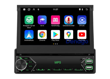 Universeel 1 DIN | Klapscherm 7 inch | Draadloos CarPlay & Android Auto | Autoradio