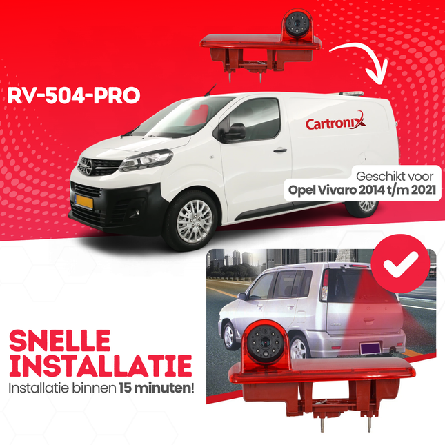 Opel Vivaro Derde Remlicht Achteruitrijcamera | 2014 t/m 2021 | Nachtzicht | HD Beeld