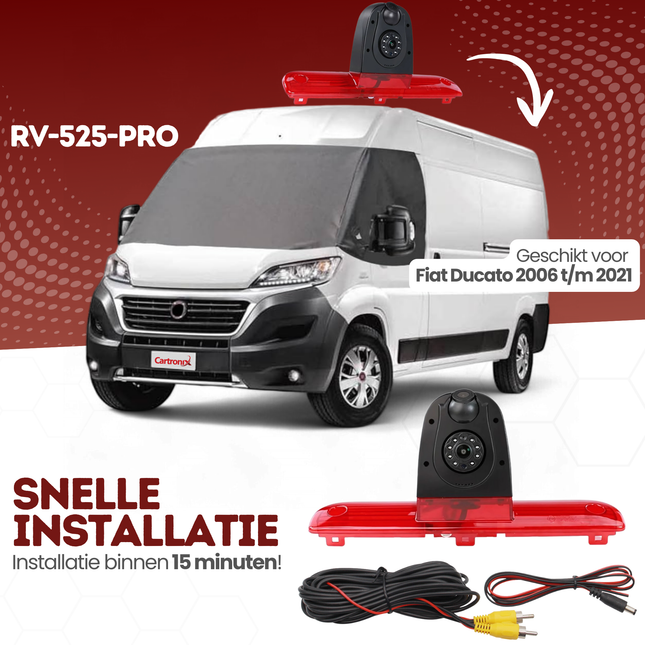 Fiat Ducato Derde Remlicht met Dubbele Lens en  Achteruitrijcamera | 2006 t/m 2021 | Nachtzicht | HD Beeld