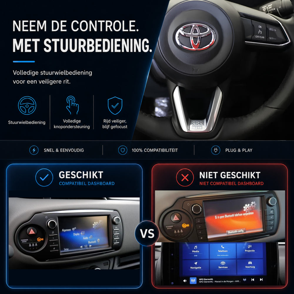 Toyota Yaris | 2017 t/m 2020 | CarPlay & Android Auto Box | Touch 2 | Panasonic