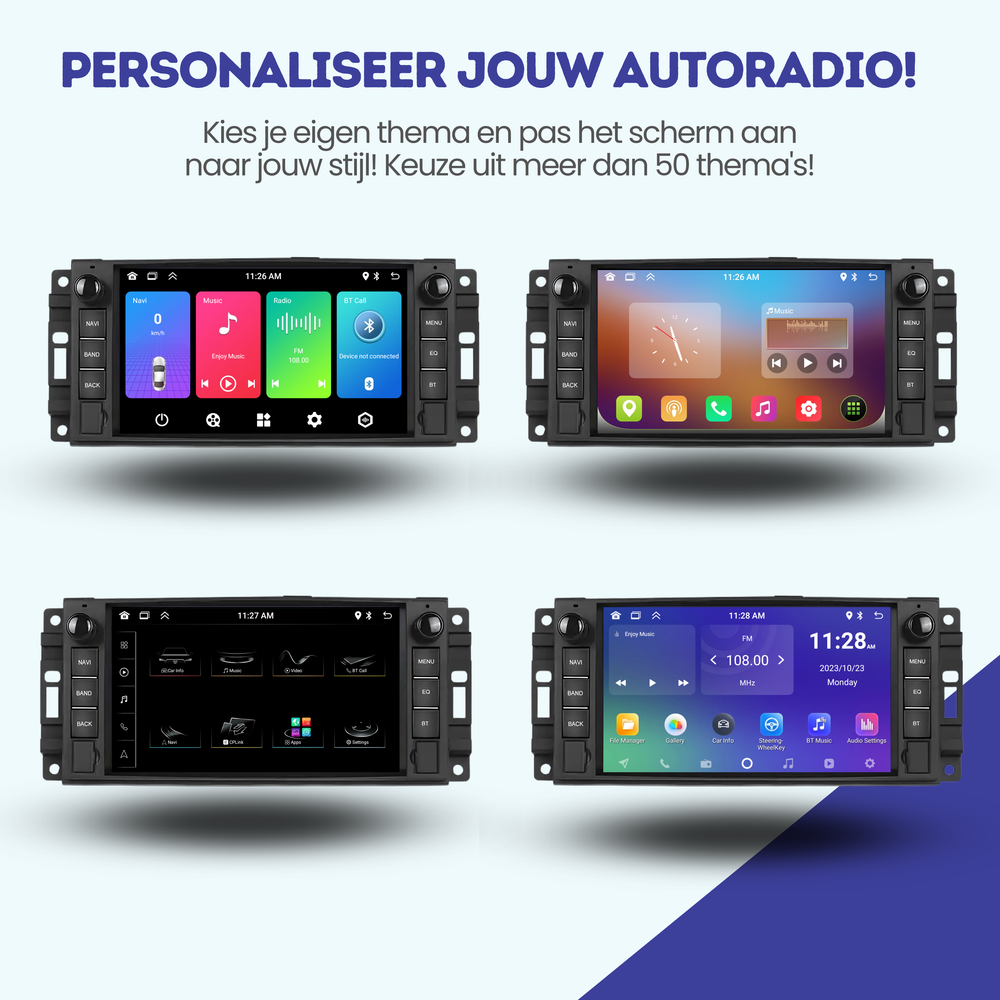Jeep Cherokee Wrangler Brújula | carplay | Android 13 Radio de coche Navegación