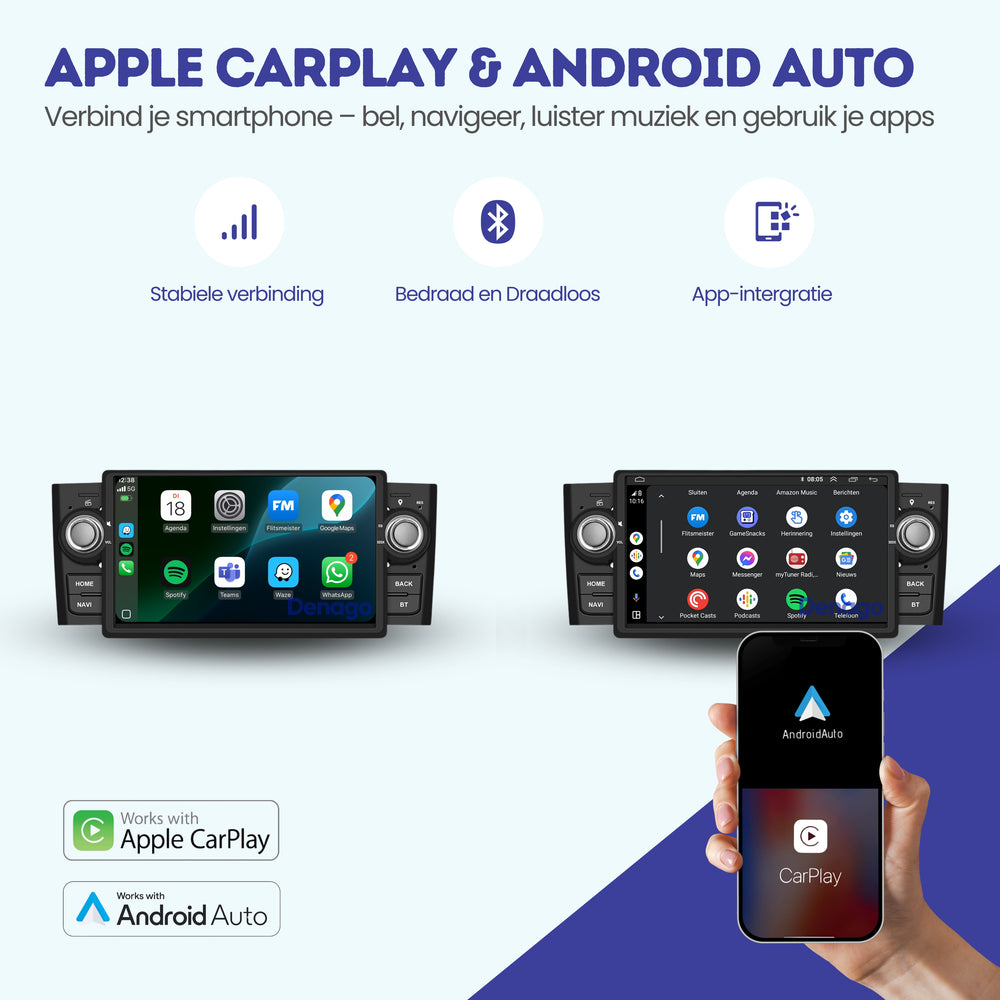 Fiat Punto 2006-2009 | Radio de coche Android 13 de 7 pulgadas | CarPlay inalámbrico y Android Auto