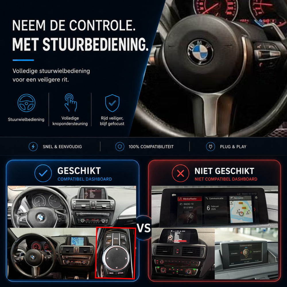 Davilon CarPlay y Android Auto Box | Adecuado para BMW Serie 1 | 2009 a 2013