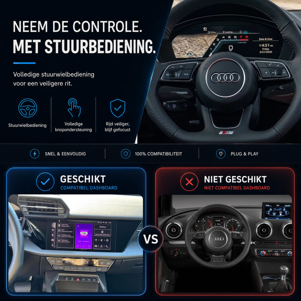 Audi A3, Audi S3 en Audi RS3 | 2020 t/m 2026 | CarPlay & Android Auto Box | MIB3