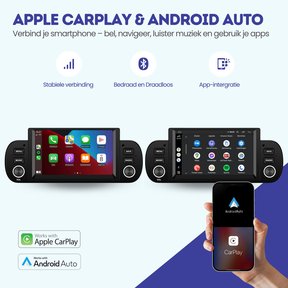 Fiat Panda 2012 t/m 2020 | Android 13 Autoradio | 4-core | 2GB RAM 64GB | CarPlay & Android Auto