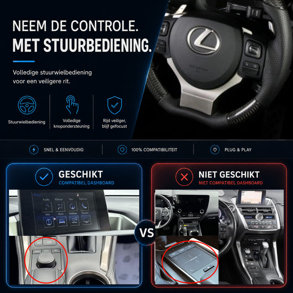 Lexus NX | 2014 t/m 2017 | CarPlay & Android Auto Box | Draaiknop