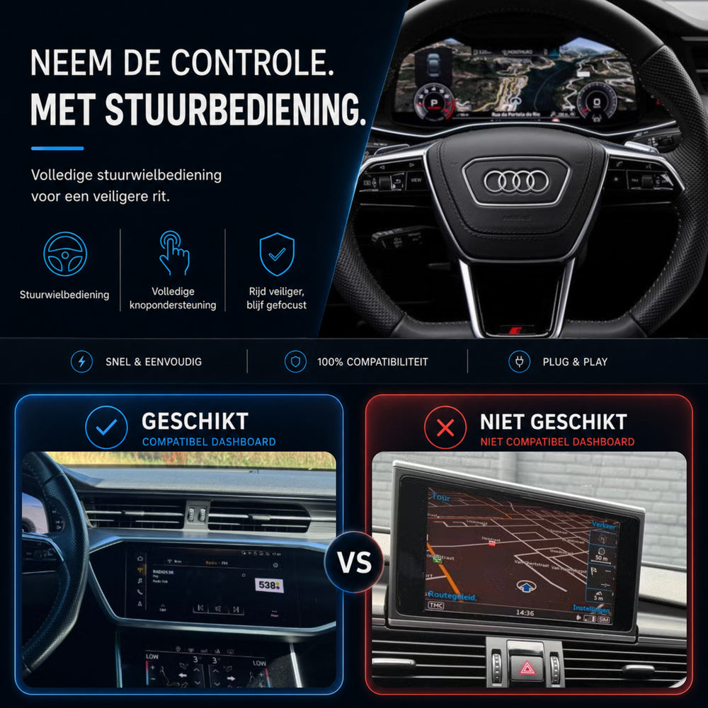 Audi A7, Audi S7 en Audi RS7 | 2018 t/m 2025 | CarPlay & Android Auto Box | MIB3