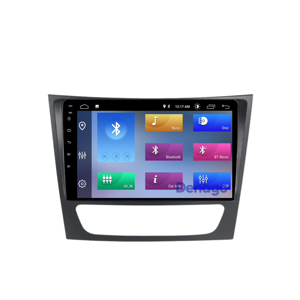 Radio de coche CarPlay adecuada para Mercedes Clase E W211, CLS W219 y Clase G W463 | 2002 a 2010 | Androide 13 | Apple CarPlay inalámbrico y Android Auto | 2GB + 32GB | Procesador de cuatro núcleos | Denago DNG-A188 | Modelo 2025 | Bluetooth y Wi-Fi