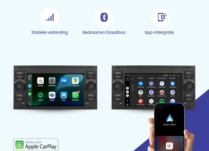 Ford | C-Max, Fiesta, Focus, Fusion, Galaxy, Kuga, S-Max, Transit, Transit Connect | 2003 t/m 2013 | Android 15 Autoradio | 4GB RAM 64GB | CarPlay & Android Auto