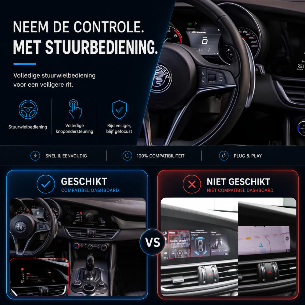 Alfa Romeo Giulia | 2016 t/m 2020 | CarPlay & Android Auto Box | U-Connect
