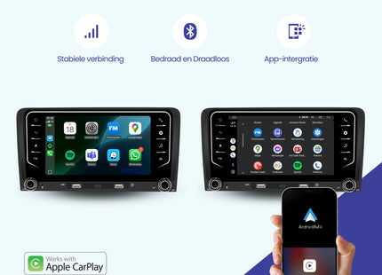 Audi A3 CarPlay Autoradio | Android 13 | 2GB + 64GB | 2004 t/m 2013 | Android Auto