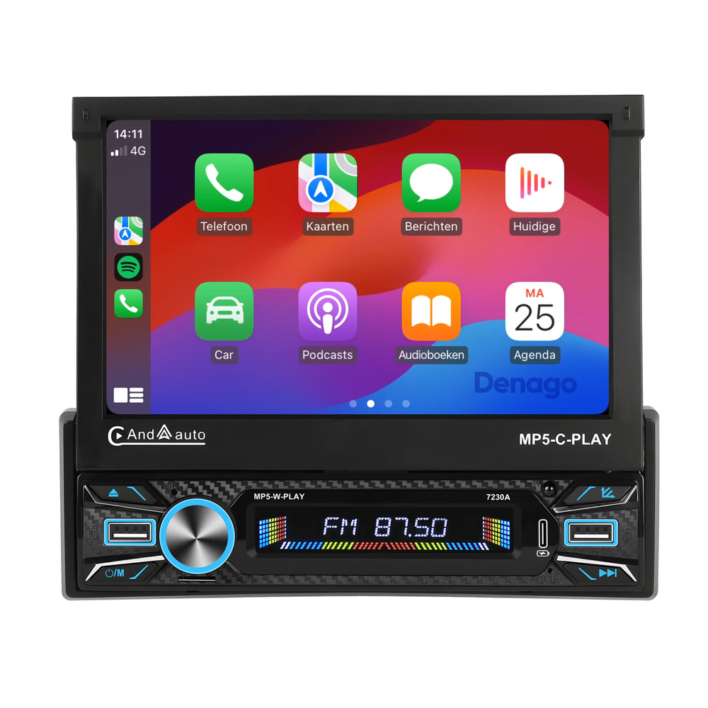 1Din Car Radio | Apple Carplay | Android Auto | USB, Aux, Bluetooth | MP5
