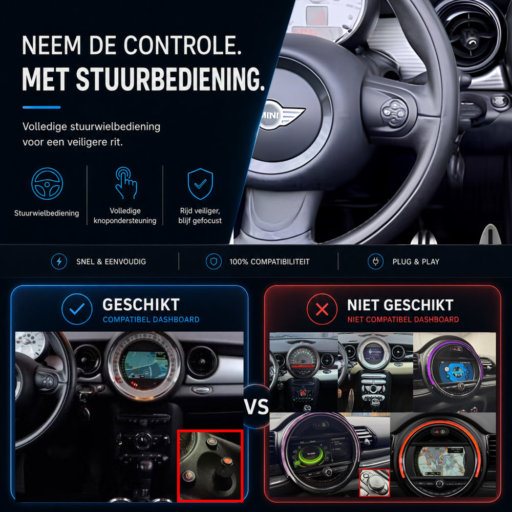 Davilon CarPlay y Android Auto Box | Adecuado para MINI Clubman | 2010 a 2015