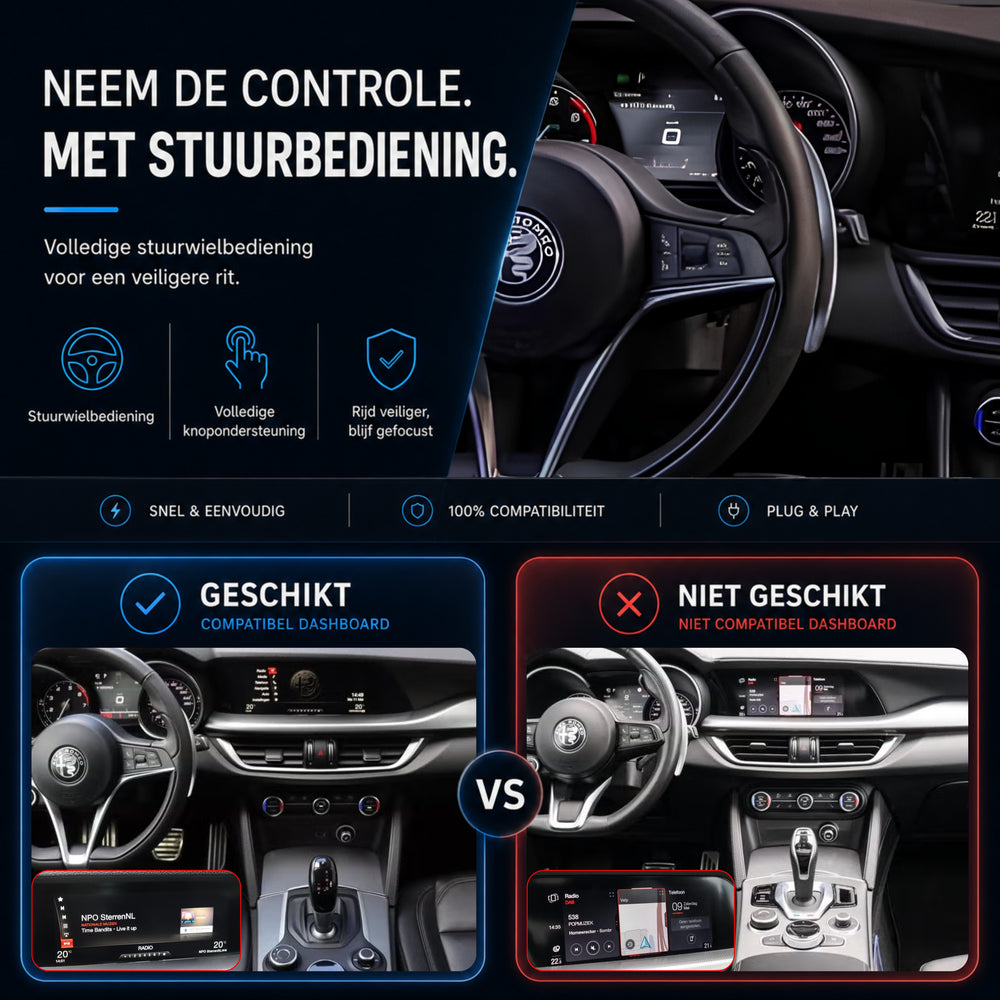 Alfa Romeo Stelvio | 2017 t/m 2020 | CarPlay & Android Auto Box | U-Connect